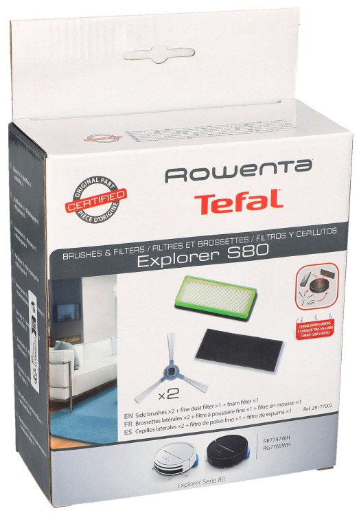 Zestaw szczotek filtrów do odkurzacza Tefal Explorer S80 ZR177001 opakowanie widok 1