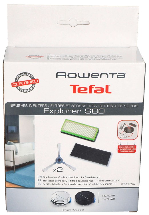 Zestaw szczotek filtrów do odkurzacza Tefal Explorer S80 ZR177001 opakowanie widok 2