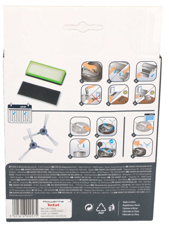 Zestaw szczotek filtrów do odkurzacza Tefal Explorer S80 ZR177001 opakowanie widok 3