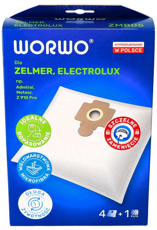 Worki do odkurzacza Zelmer Admiral Meteor 1010 ZMB05K pudełko przód