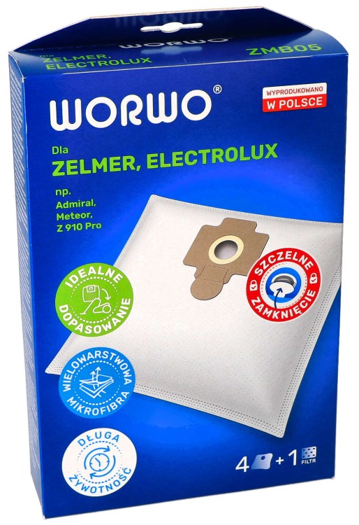 Worki do odkurzacza Zelmer Admiral Meteor 1010 ZMB05K pudełko przód