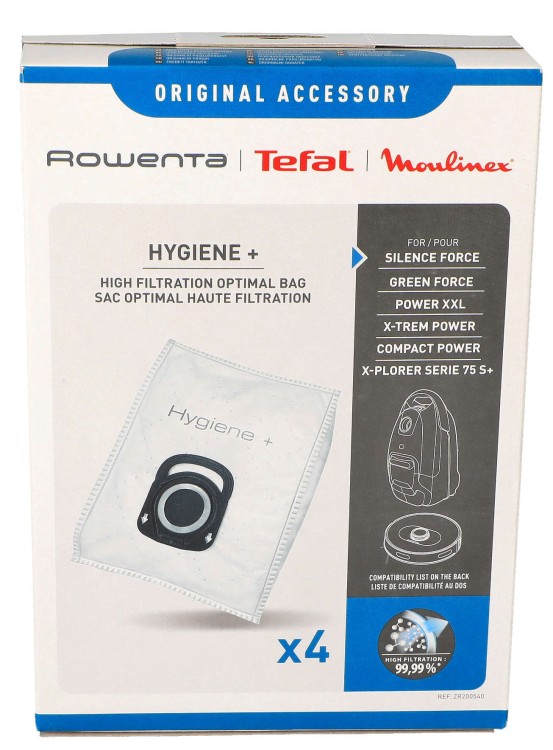 Worki do odkurzacza Rowenta Tefal Hygiene+ ZR200540 pudełko przód 2