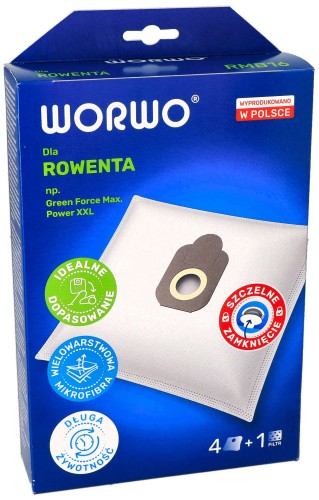 Worki do odkurzacza Rowenta Tefal typ ZR200540 ZR200520 4 szt pudełko przód
