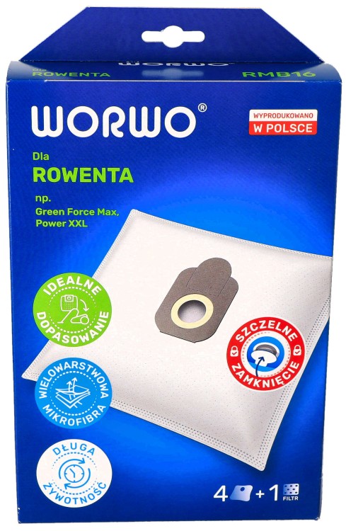 Worki do odkurzacza Rowenta Tefal typ ZR200540 ZR200520 4 szt pudełko przód 2