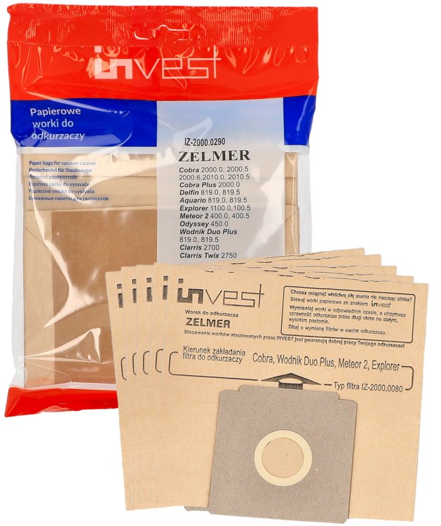 Worki Invest IZ-2000.0290 do odkurzacza Zelmer Cobra 2000 Explorer Furio 5 szt