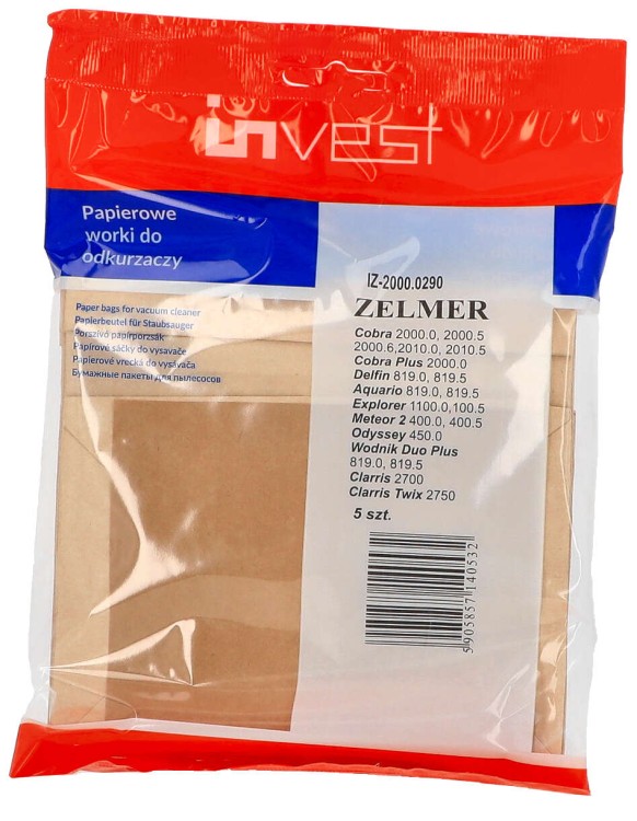 Worki Invest IZ-2000.0290 do odkurzacza Zelmer Cobra 2000 Explorer Furio 5 szt opakowanie