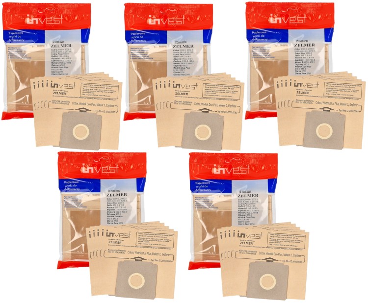 Worki Invest IZ-2000.0290 papierowe do odkurzacza Zelmer Cobra 2000 Explorer Furio 25 szt