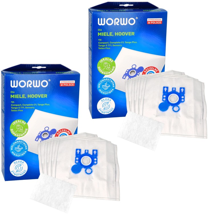 Worki do odkurzacza Hoover Miele 8szt. 2 filtry WORWO HMB03K