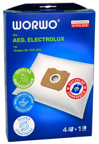 Worki syntetyczne do odkurzacza Aeg Vampyr Electrolux AGMB01K 12 szt + 3 filtry wlotowe pudełko przód 1