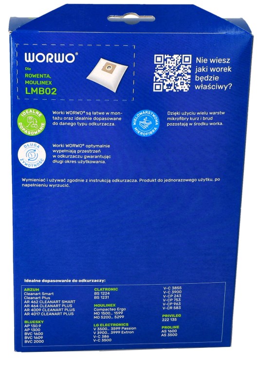 Worki do odkurzacza LG TB33 Passion L02 LMB02K 4 szt + filtr pudełko tył