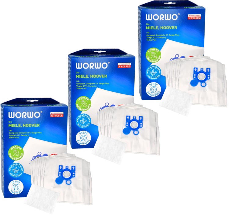 Worki do odkurzacza Hoover Miele typ C1 C2 C3 GN 12 szt + 3 filtry