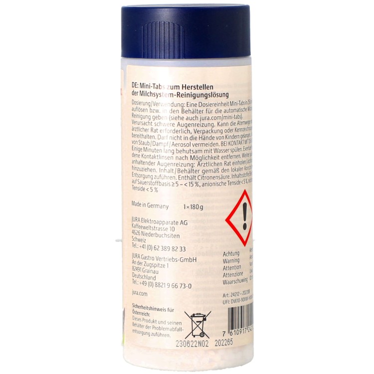 Tabletki czyszczenia obwodów systemu układu spieniacza mlecznego Jura 180g opakowanie uzupełniające