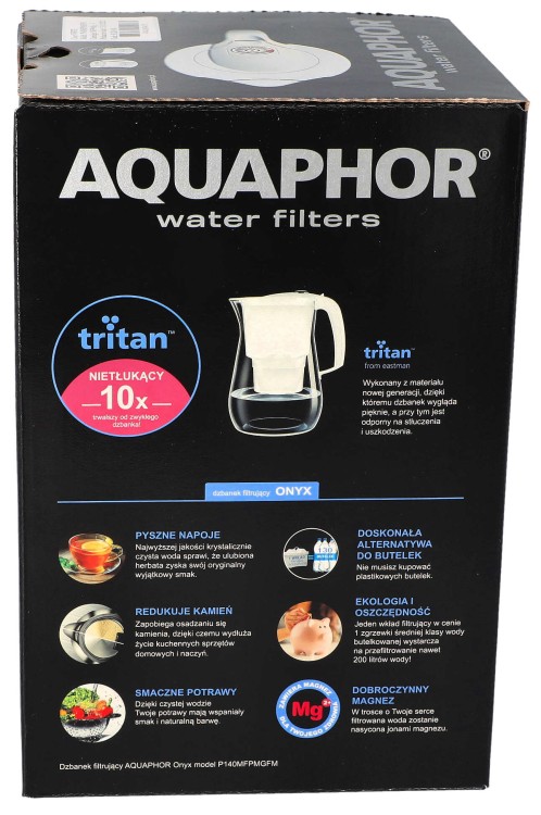 Dzbanek filtrujący wodę Aquaphor Onyx 4.2 l + 3x filtr Mg biały opakowanie widok 2
