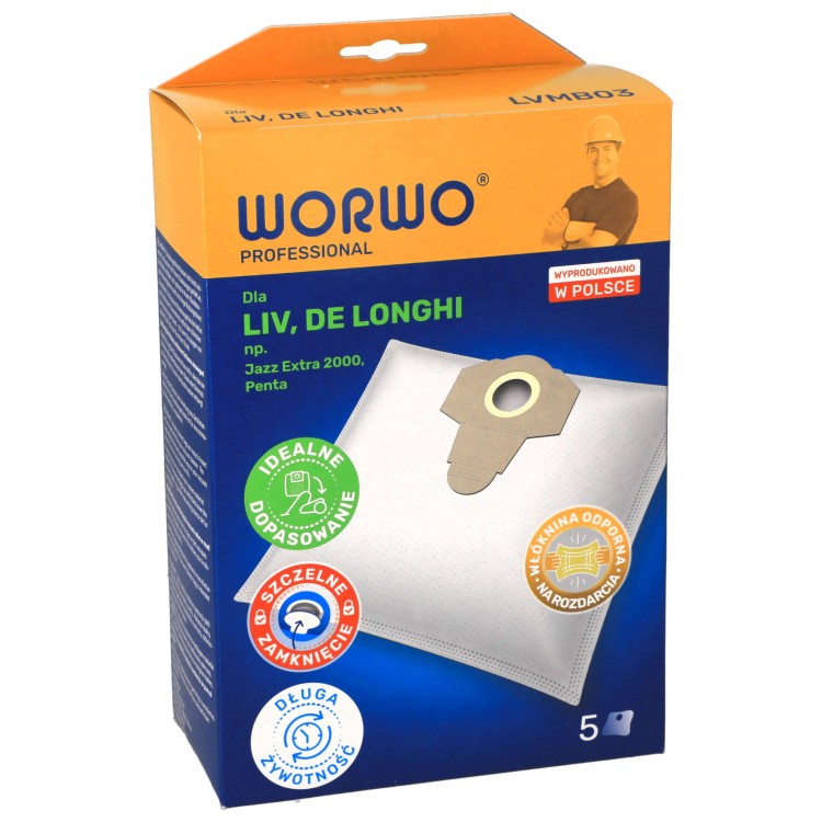 Worki do odkurzacza Liv Jazz 20 Einhel Worwo LVMB03K 5szt opakowanie widok 1
