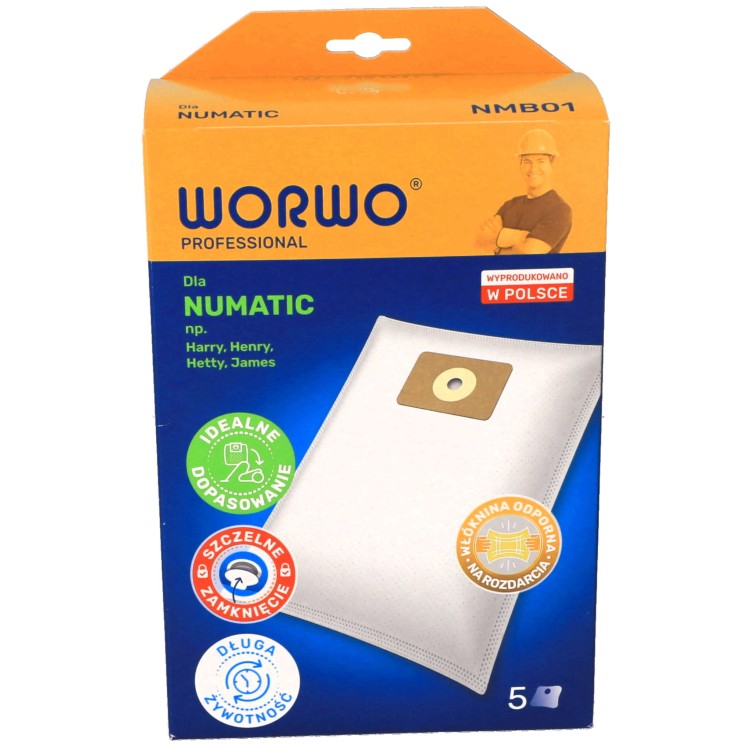 Worki do odkurzacza Numatic Henry Worwo NMB01 5 szt pudełko przód 2