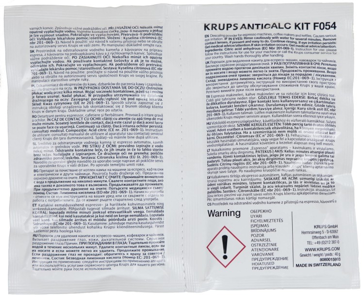 Odkamieniacz Krups F054 oryginał  saszetki z odkamieniaczem