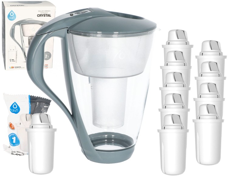 Dzbanek filtrujący Dafi Crystal led szklany stalowy + 10 filtrów