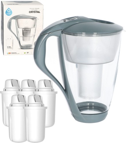 Dzbanek filtrujący Dafi Crystal led szklany stalowy + 5 filtrów classic