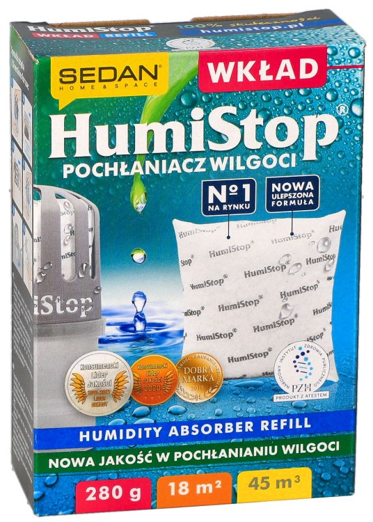 Wkład filtra wilgoci do pochłaniacza Humistop neutralny oryginał 280g - opakowanie przód