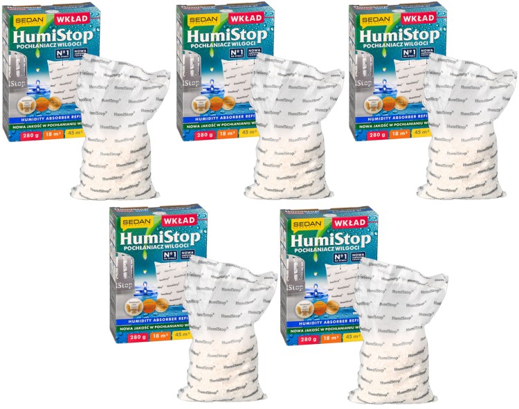 Wkład filtra wilgoci do pochłaniacza Humistop neutralny oryginał 280g 5 szt