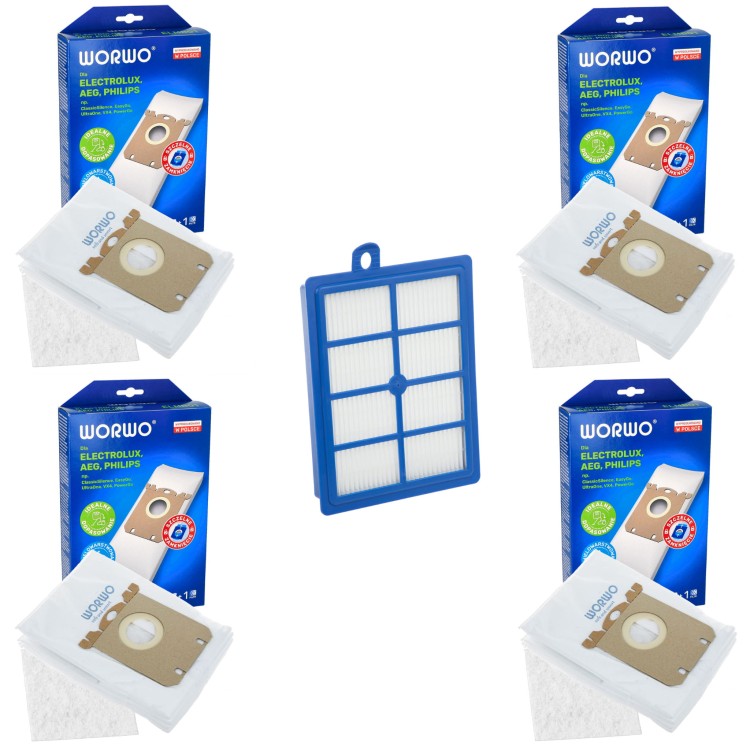 ZESTAW 16 WORKÓW DO ODKURZACZA ELECTROLUX PHILIPS E201B FC8022 S-BAG ORAZ FILTR HEPA EFH13W ELMB01K