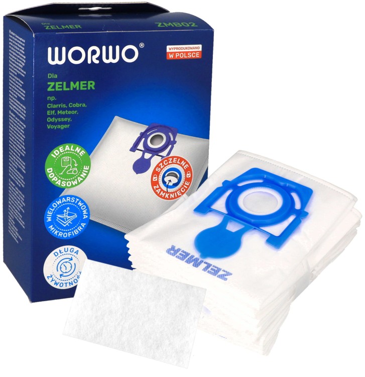 Worki do odkurzacza Zelmer Odyssey Meteor 2 Elf x12 + filtr wlotowy x3