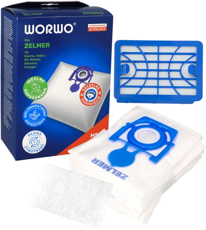 Worki do odkurzacza Zelmer Odyssey x12 + filtr wlotowy x3 + hepa