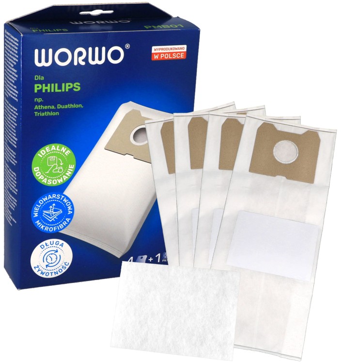 Worki do odkurzacza Philips Athena Triathlon PMB01K 4szt + filtr