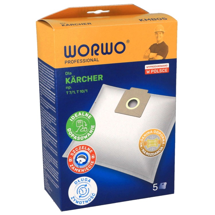 Worki do odkurzacza Karcher T 10/1 T 7/1 KMB05K  opakowanie  przód