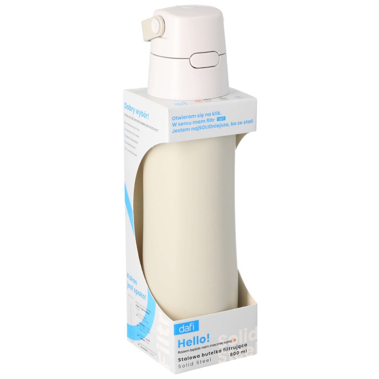 Butelka termiczna Bidon z filtrem Dafi Solid Steel Cold Perłowa 800 ml - bok