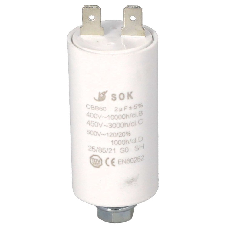 Kondensator rozruchowy do silnika 2uF 450V - przód