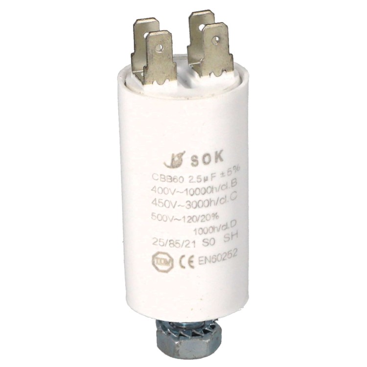Kondensator rozruchowy do silnika Sok 2,5uF 450V J36GW522KB - bok