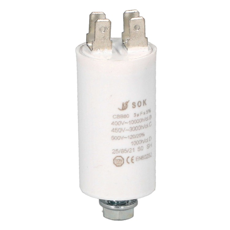 Kondensator rozruchowy do silnika 3uF 450V CBB60 - bok