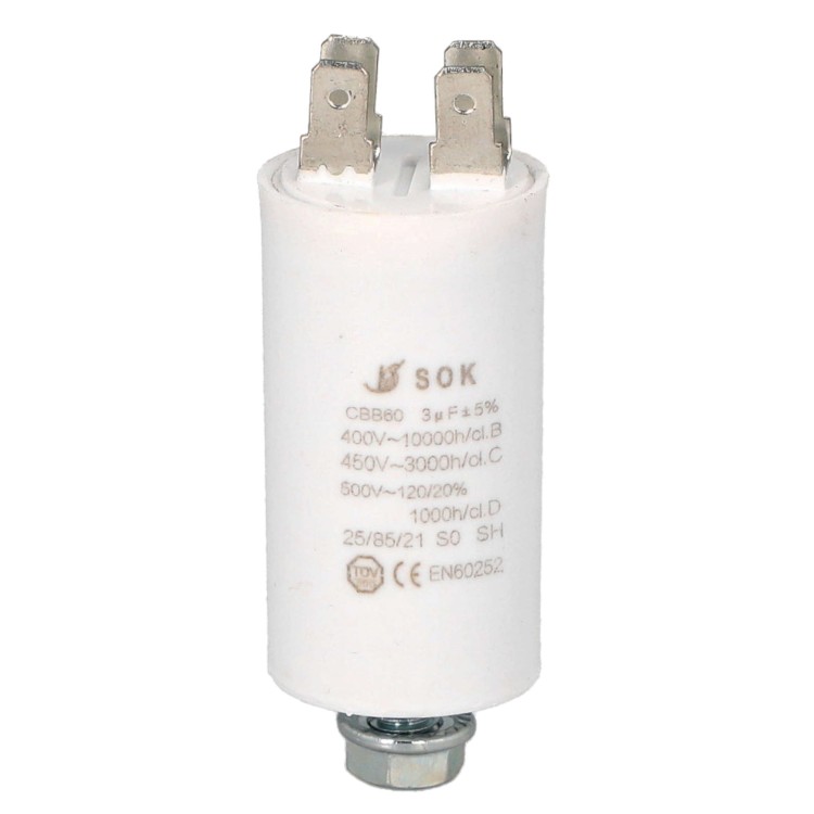 Kondensator rozruchowy do silnika 3uF 450V CBB60 - przód