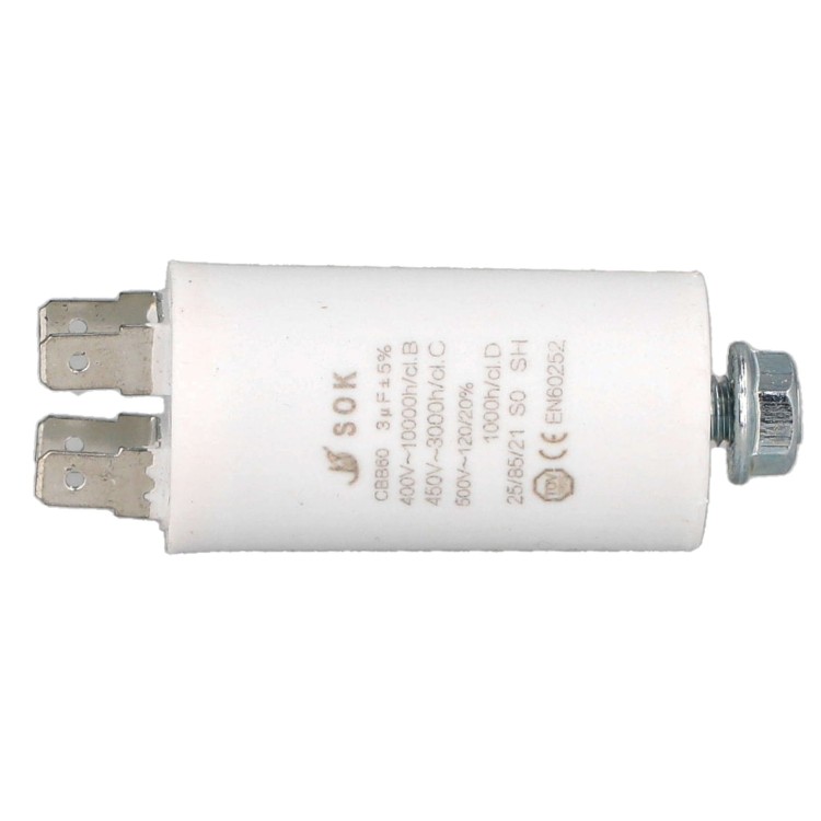 Kondensator rozruchowy do silnika 3uF 450V CBB60 - poziomo