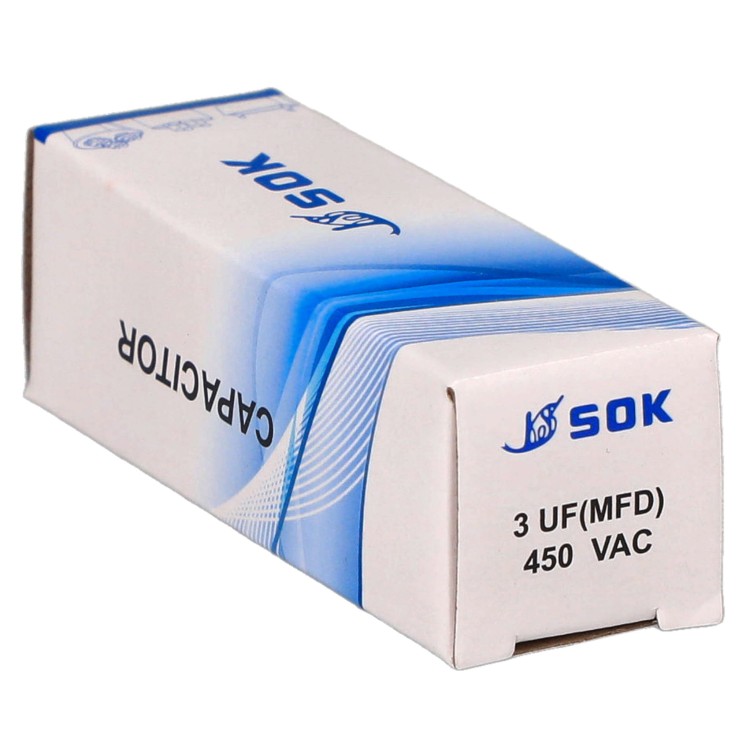 Kondensator rozruchowy do silnika 3uF 450V CBB60 - pudełko poziomo