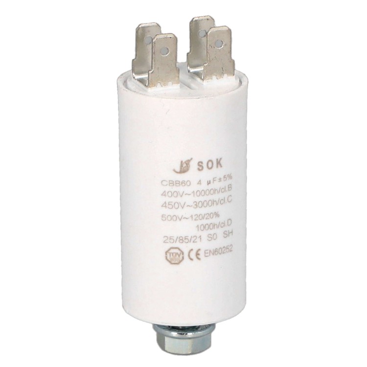 Kondensator rozruchowy do silnika 4uF 450V CBB60 - przód