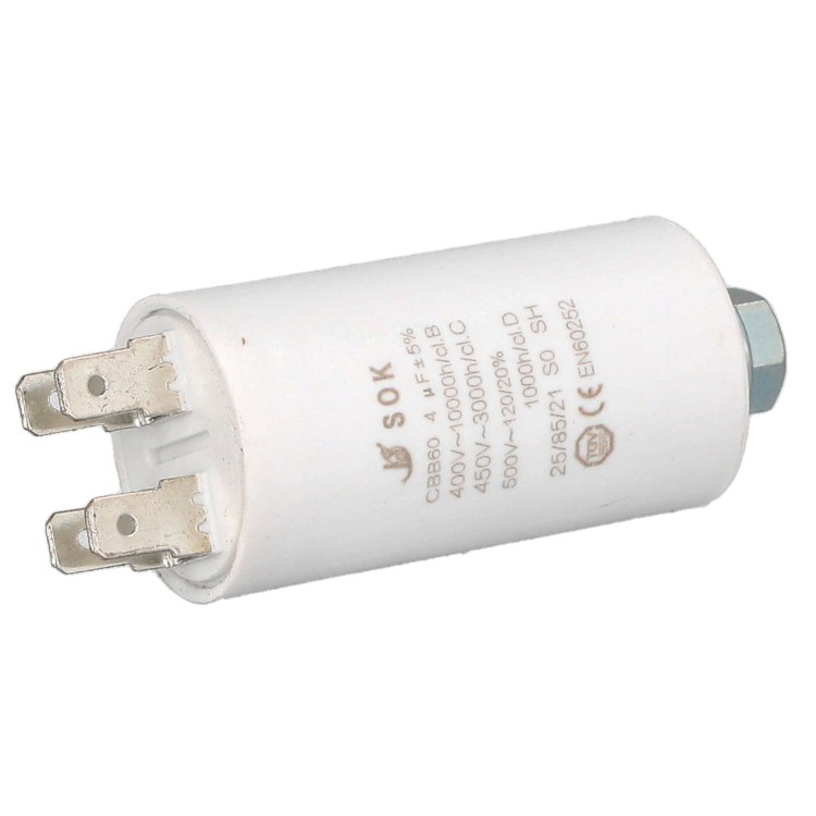 Kondensator rozruchowy do silnika 4uF 450V CBB60 - poziomo