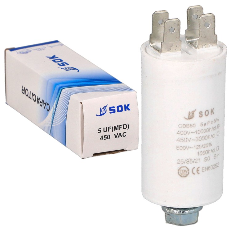 Kondensator rozruchowy do silnika 5uF 450V CBB60