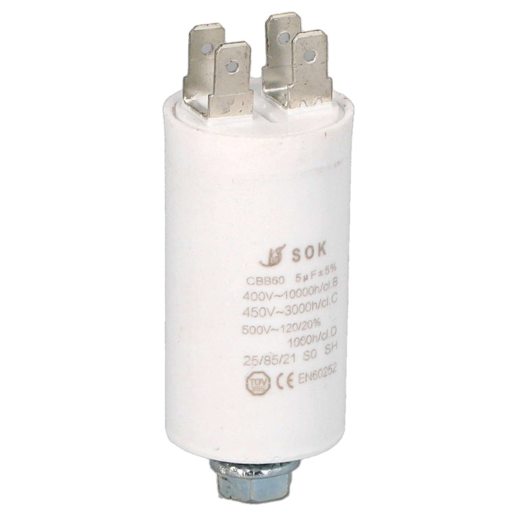 Kondensator rozruchowy do silnika 5uF 450V CBB60 - przód