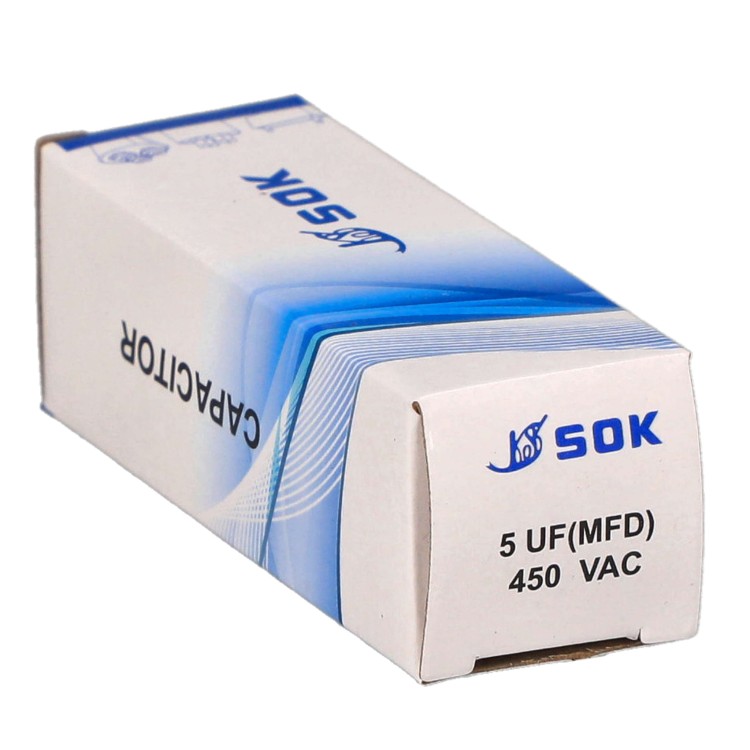 Kondensator rozruchowy do silnika 5uF 450V CBB60 - pudełko poziomo