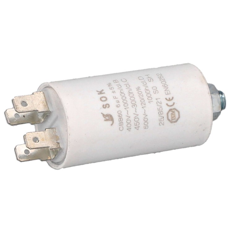 Kondensator rozruchowy do silnika 6uF 450V CBB60 - poziomo