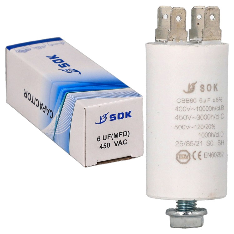 Kondensator rozruchowy do silnika 6uF 450V CBB60