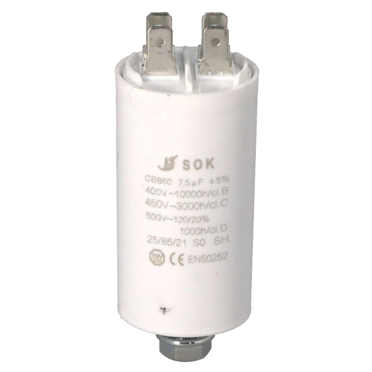 Kondensator rozruchowy do silnika 7,5uF 450V CBB60 - przód
