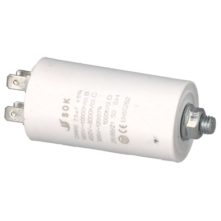 Kondensator rozruchowy do silnika 7,5uF 450V CBB60 - poziomo