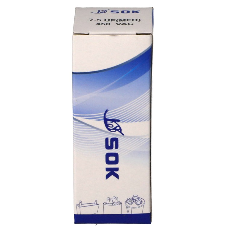 Kondensator rozruchowy do silnika 7,5uF 450V CBB60 - pudełko