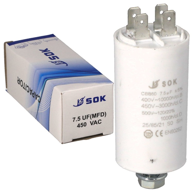 Kondensator rozruchowy do silnika 7,5uF 450V CBB60