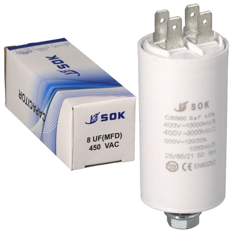 Kondensator rozruchowy do silnika 8uF 450V CBB60
