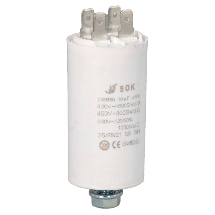 Kondensator rozruchowy do silnika 10uF 450V CBB60 - bok