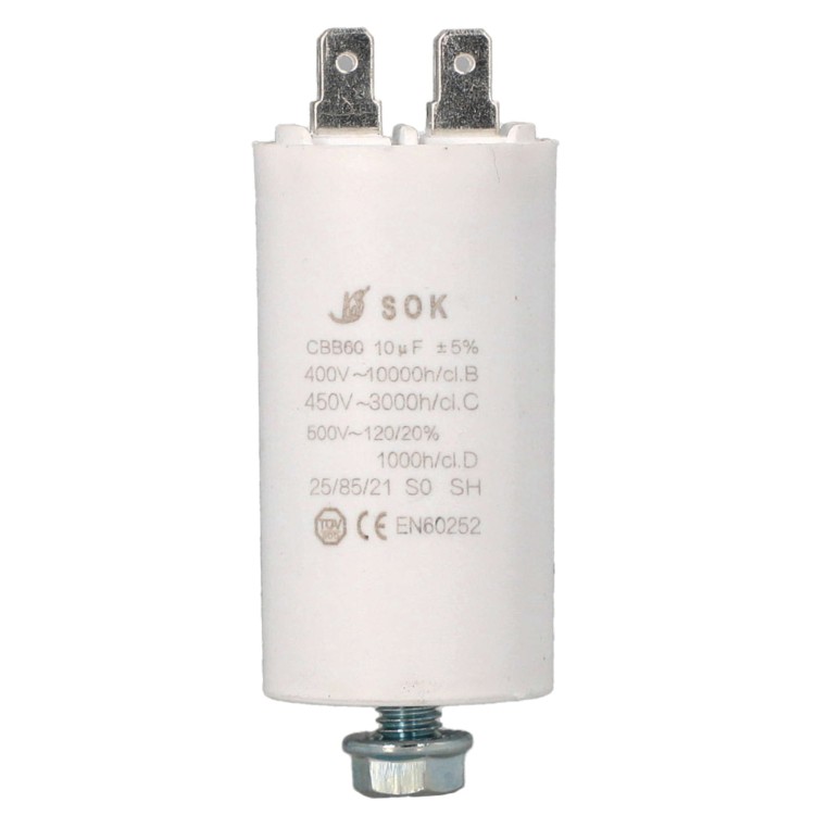 Kondensator rozruchowy do silnika 10uF 450V CBB60 - przód